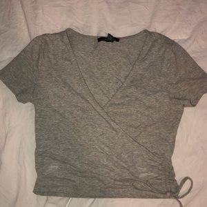 Forever 21 Grey Tie Crop Top